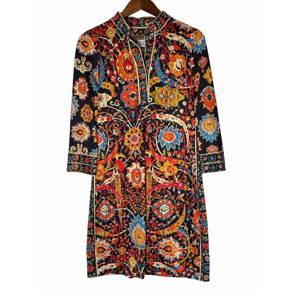 Gretchen Scott Multi Color Paisley Floral Tunic Dress Womens Medium